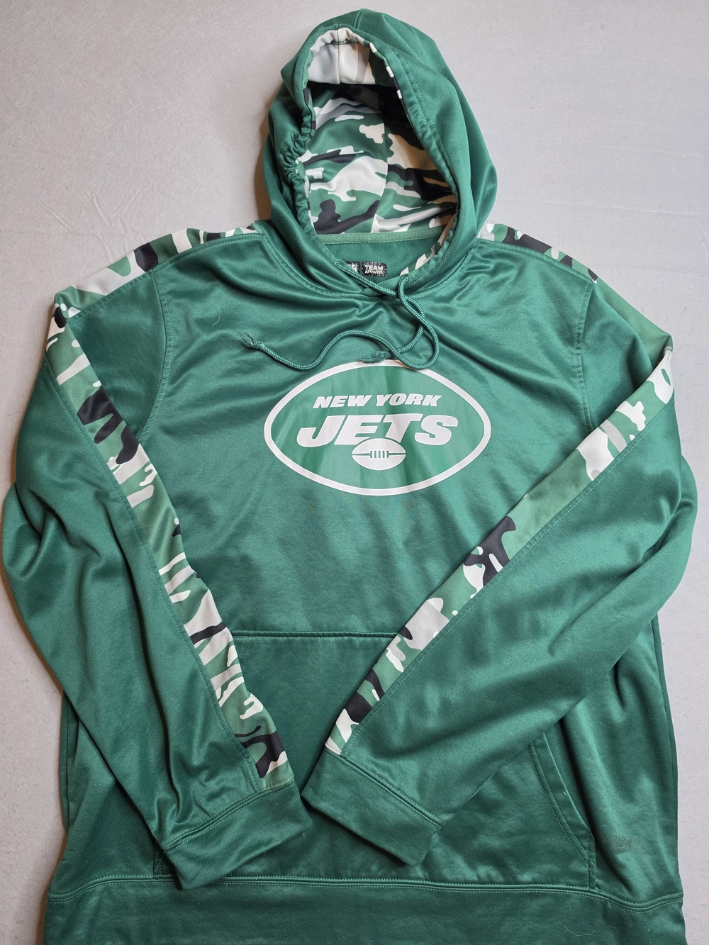 NFL New York Jets Green Camo-Trim Zip-Up Hoodie XL